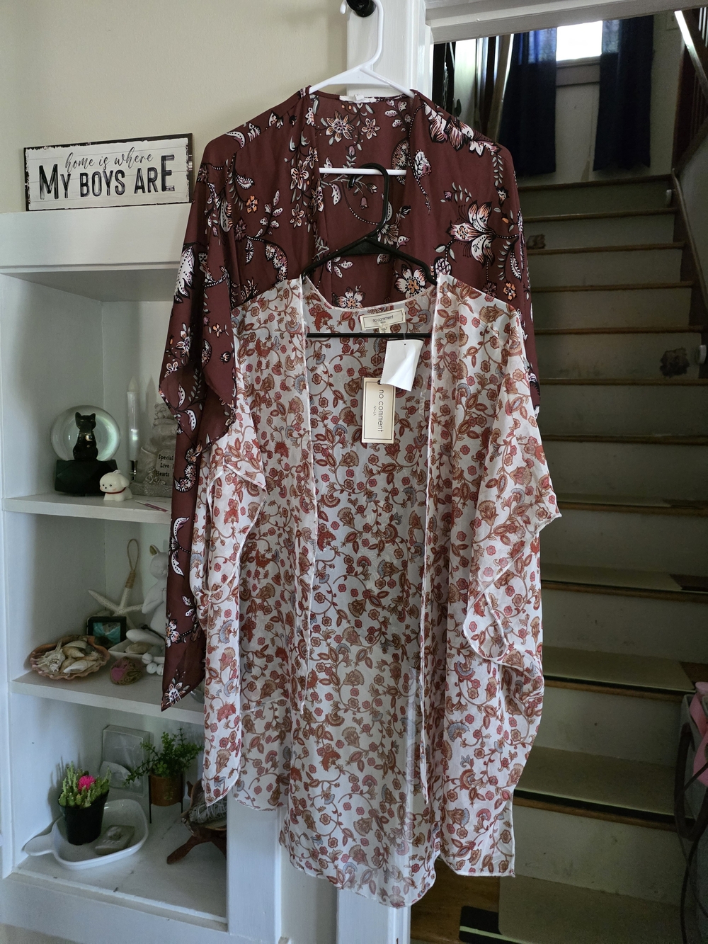 Maurices Floral Sheer Kimono & No Comment Floral in Brown and Cream